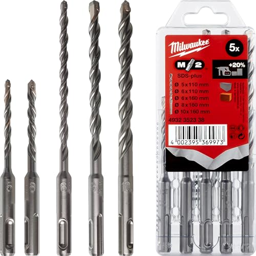 Estuche de plástico de 5 brocas SDS-Plus 2filos 5 / 6x110mm 6/8 / 10x160mm