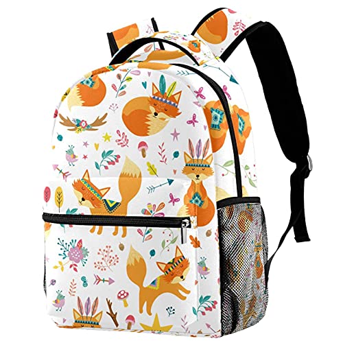 Sac à dos de voyage anti-fuite motif renard plumes avec porte-bouteille