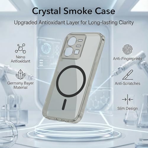 Image of Jkobi Lifetime Anti-Yellow MagSafe Compatible Clear Back Cover Case for Vivo Y22 | Vivo Y22s (Sleek Hard Crystal | Shockproof and Camera Protection)