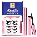 Magnetic Eyelashes with Eyeliner Kit,5 Pairs Premium 3D Natural Look Reusable Eyelashes with...