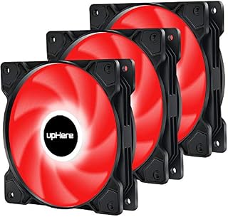 upHere 120mm 3PIN Case Fan With Red LED Effect,High Airflow Quiet Case Fan for PC Cases, CPU Coolers, and Radiators,SR12-RD3-3