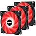 upHere 3PIN 120mm LED Rot Silent Lüfter für Gehäuselüfter PC,3-Pack,SR12-RD3-3