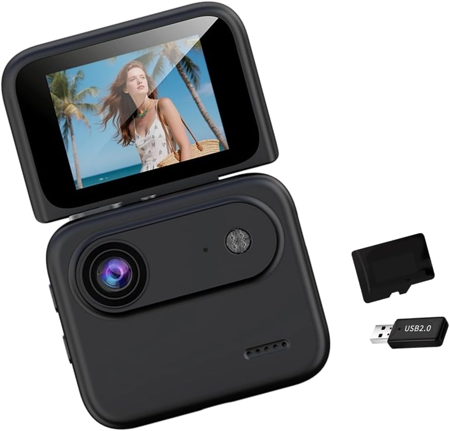 Flip Screen Sports Camera with 143° Wide Angle Lens 4K Resolution for Travel and Outdoor Activity