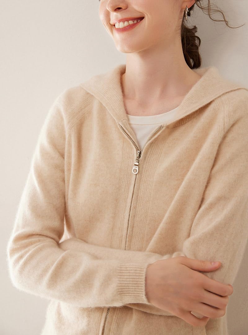 E-girl Damen Langarm Kaschmir Strickjacke mit Kapuze,EU 34-42