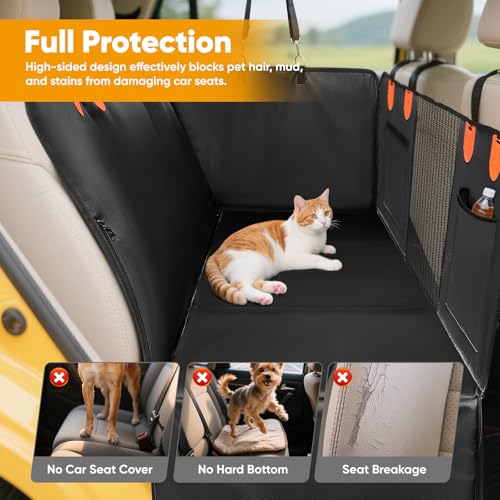 BugyKido Hundedecke Auto Rückbank, Hundesitz Auto Rückbank Verbreitert 40%, Hundesitzbezug Mit Harter Unterseite, PU-Leder Hunde Autodecke Autositz, wasserdichte & Anti-Kratz, bis zu 180 kg