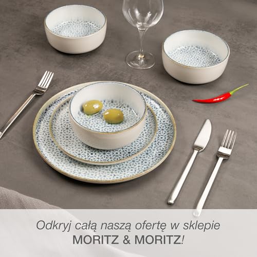 Moritz & Moritz ALHAMBRA 18-częściowy zestaw naczyń dla 6 osób, z wysokiej jakości porcelany, nowoczesny serwis stołowy w kolorze niebieskim, łatwy w pielęgnacji, zestaw 6 talerzy obiadowych, talerzy