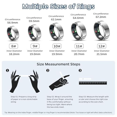 Anel inteligente rastreador de saúde, anel rastreador de sono com frequência cardíaca, anel de fitne