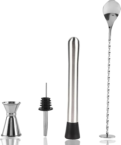 Juego de coctelera, kit de barman de acero inoxidable, juego de coctelera para el hogar, juego de bar para mezclar bebidas, mezclador de cóctel,