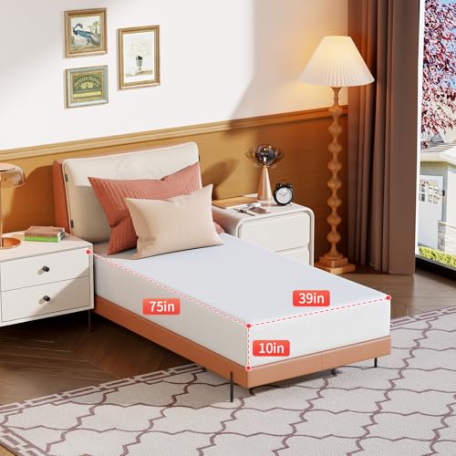 Image of FDW 10 Inch Twin Mattress, Medium Firm Base Foam, Breathable & Comfortable with Removable Washable Zipper Cover, Bed in a Box, CertiPUR-US Certified, White