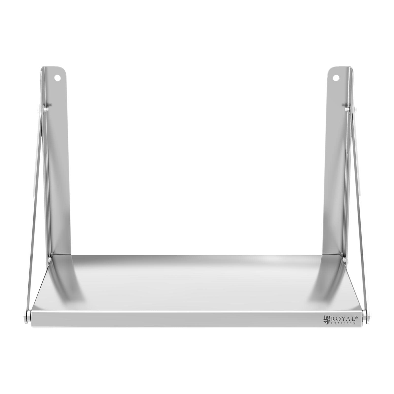 Royal Catering Estante De Pared Plegable Estantería para Cocina RC-BFWH6030 (60 x 30 cm, hasta 40 kg, Grosor de balda: 30 mm, Acero Inoxidable)