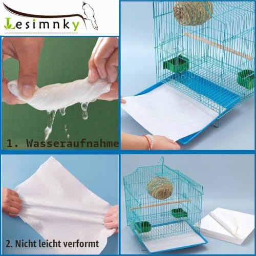 Lesimnky Vogelkäfig-Einlagen, 27,9 x 43,2 cm, Einweg-Vlies-Vogelkäfig-Papiereinlagen, vorgeschnitten, saugfähig, Kotschale, Käfige, Kissen, Matte, schneidbar, Haustier-Käfig, Kissen für Papageien,