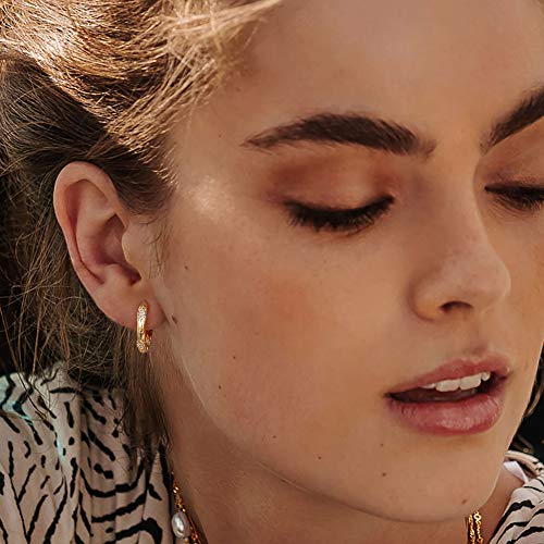 MEVECCO Gold Hoop Earrings for Women 18K Gold Plated Cubic Zircon Huggie Earrings Earrings for Everyday Jewelry2