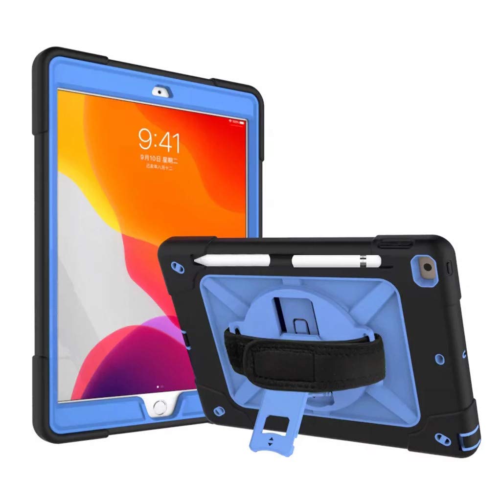 Deng Xuna Case for iPad 7 10.2 Inches 2019, Sturdy Shockproof Silicone Case Cover + Wrist Strap Swivel + Shoulder Strap Compatible with iPad 7th 10.2 Inch, unisex_adult, e, iPad 10.2inch 2019