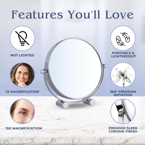 Espejo de maquillaje doble cara con aumento 15x y 1x miniatura 5