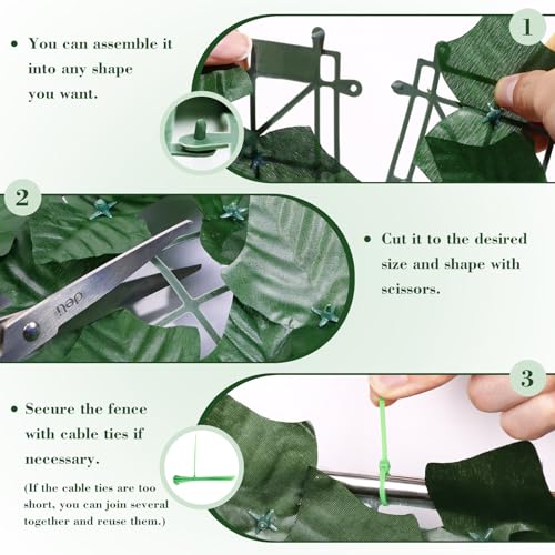 FUOBECIE Artificial Ivy Fence Screen, Fence Screening Trellis with Artificial Leaves Privacy Trellis Roll for Balcony Outdoor Garden Wall Mat Decoration, Green (1 x 3 Meter) - Image 3