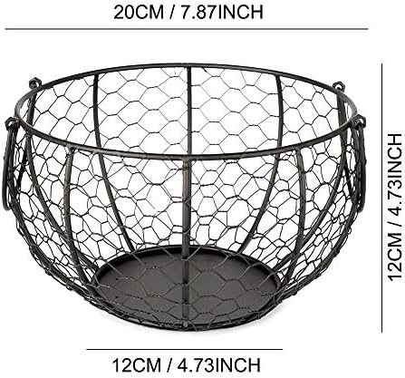 LOKOER Wire Egg Basket Metal Egg Storage Basket with Handles Chicken Eggs Holder Organizer Fruit Food Organizer for Kitchen Farmhouse