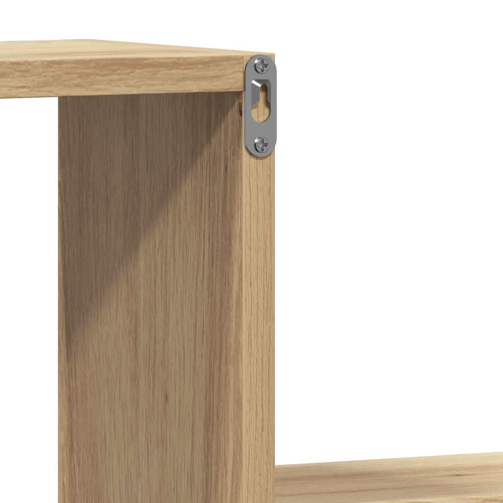 Estantería de pared 2 unidades de roble Artisan, 100 x 15 x 20 cm, material de madera, estantes flotantes para salón, oficina, dormitorio, montaje en pared, almacenamiento versátil