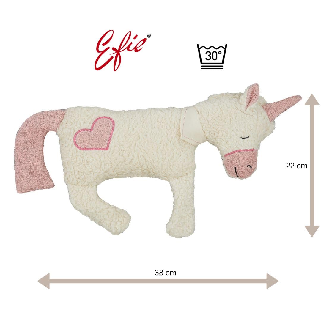 Efie Dinkel-Bio-Wärmekissen Einhorn mit Herz, kontrolliert biologischer Anbau (organic), Made in Germany, GOTS zertifiziert