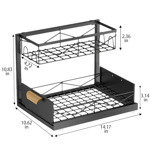 Axaron 2 Pack Organizador Bajo Fregadero, 2 Niveles, Estante Extraíble en Forma de L, Multiuso para Gabinetes de Cocina y Baño, Negro miniatura 2