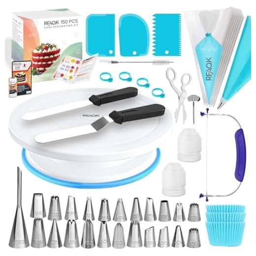 150 Pcs Cake Decorating Supplies Kit for Beginners-1 Turntable stand-48 Numbered icing tips with pattern chart & E.Book-1 Cake Leveler-Straight & Angled Spatula-3 Russian Piping nozzles-Baking tools