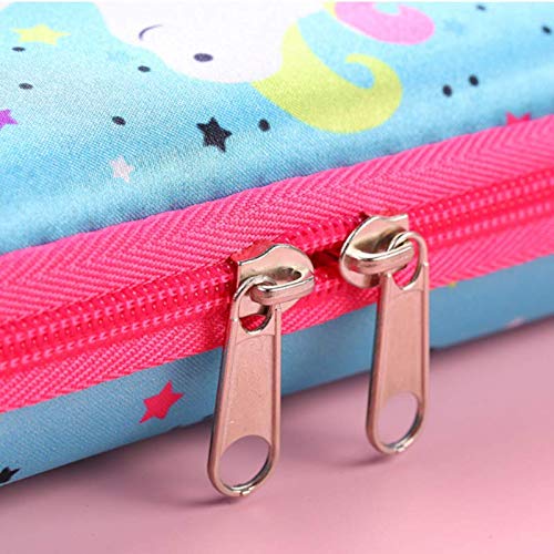 Image of Unicorn Pencil Case Water Proof Stationary Blue EVA Pencil Pouch, Birthday Return Gift