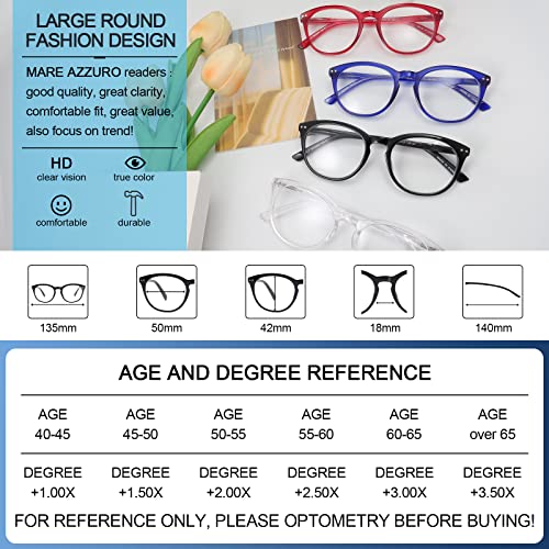 Image of MARE AZZURO Reading Glasses Women Round Readers 0 1.0 1.25 1.5 1.75 2.0 2.25 2.5 2.75 3.0 3.5 4.0 5.0 6.0 (Black 275)