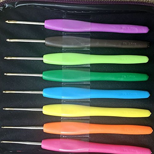 ZXUY Crochet Hook Set High Quality 16pc Aluminum Hooks with Colorful Plastic Handles Knitting Needles Weave Yarn Case Set Best Gifts for Her - Thumbnail 4