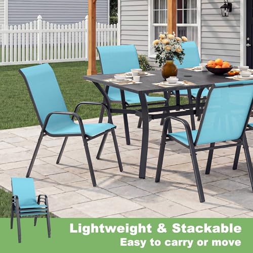 Image of Outdoor Patio Chairs Set of 8 Stackable Dining Chairs All-Weather Textilene Furniture Set for Pool Deck, Backyard, Garden