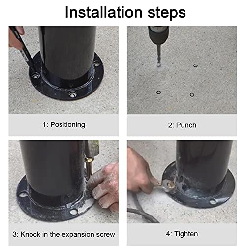 Genérico Bolardo metálico Desmontable de Alta Resistencia para entradas de vehículos - Incluye candado y Conos Reflectantes (Negro, 750x76 mm) - Barrera de estacionamiento Duradera para Mayor segurid