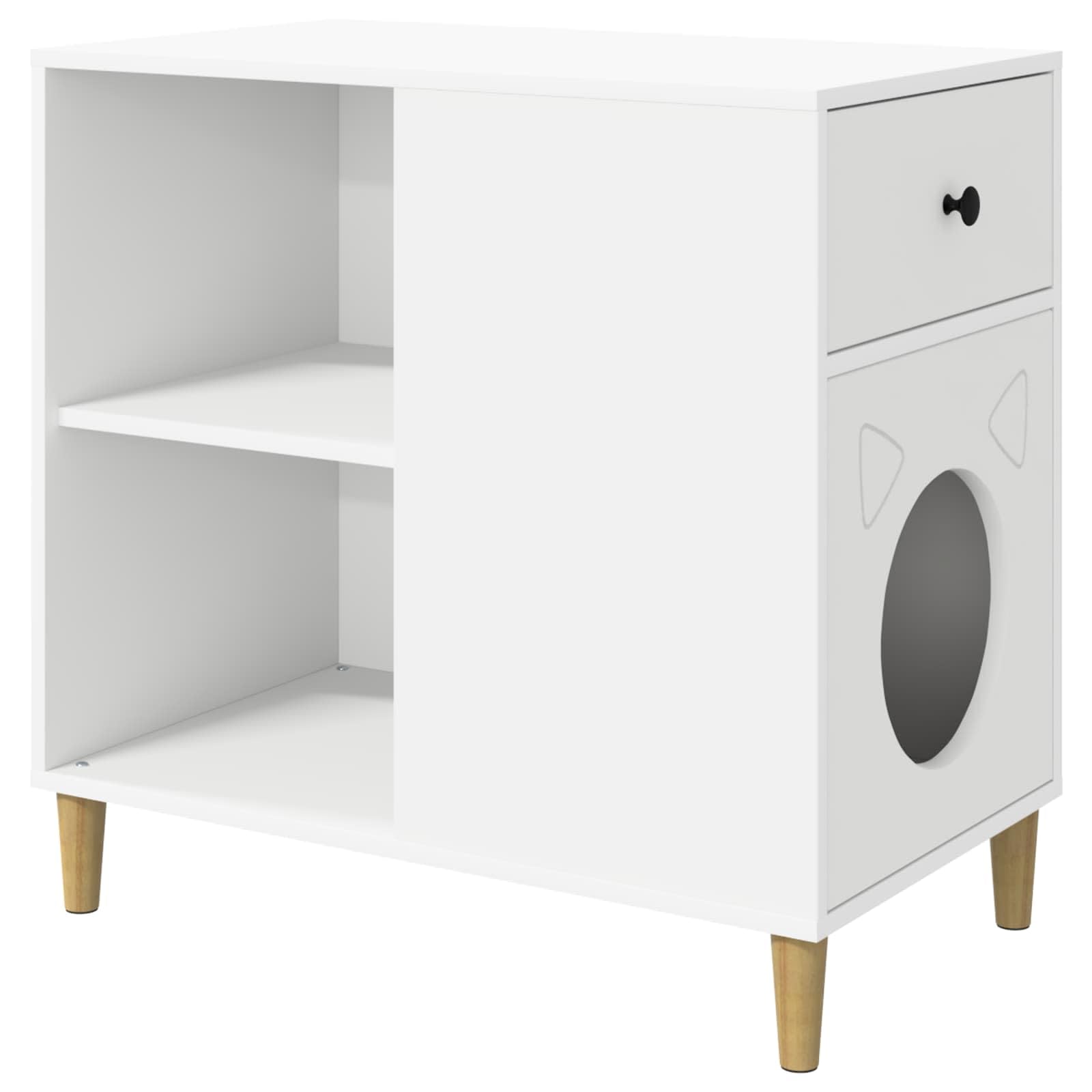 Maison pour chat intérieur en bois d'ingénierie blanche niche moderne 72 cm