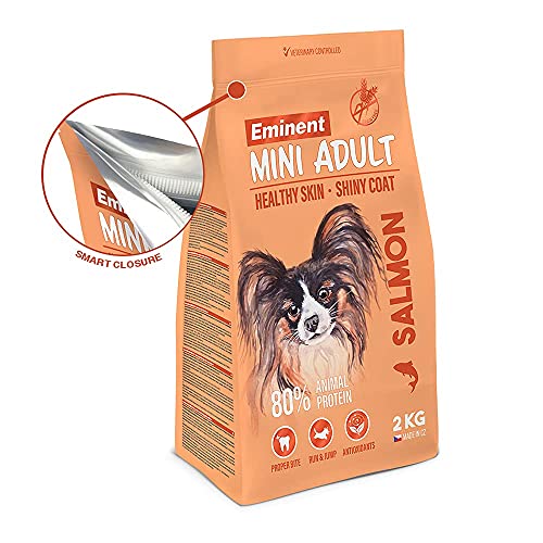 Eminent Mini Adult Lachs – Getreidefreies Hundefutter für Toy & Mini Rassen | 87% tierisches Protein, Lachs & Süßkartoffel | 2 kg
