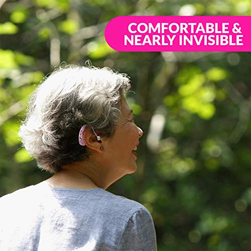 Digital Hearing Amplifier - Set Of 2 - Best Hearing Amplifiers That Fit Comfortable Behind The Ear For Women, Small & Discreet Bte Personal Sound Amplifier Pair (Pink) #TOP6
