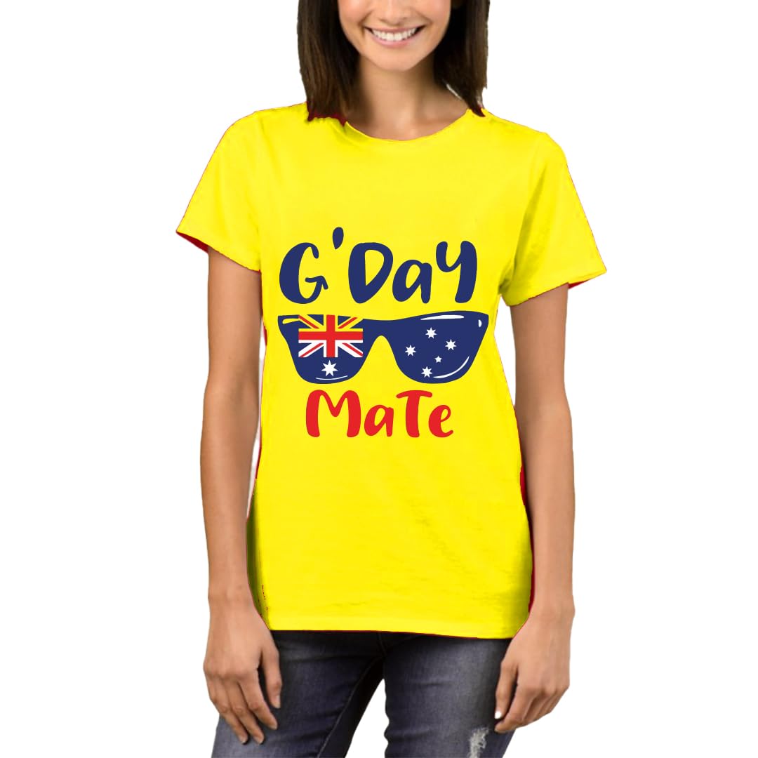 GenericHappy Australia Day T-shirt for Women's - Celebrate in Style with Our Stunning Australian Design - Exclusive Round Neck T-Shirt Crafted for Women on Australia Day.