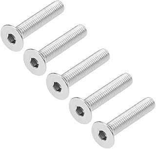 uxcell M8x50mm Flat Head Machine Screws Inner Hex Screw 304 Stainless Steel Fasteners Bolts 5Pcs