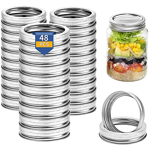 48 Pieces Regular Mouth Canning Jar Rings Regular Mouth Mason Jar Replacement Metal Rings - Split-Type Seals Jars Ring Rust Proof Leak Proof Screw Bands