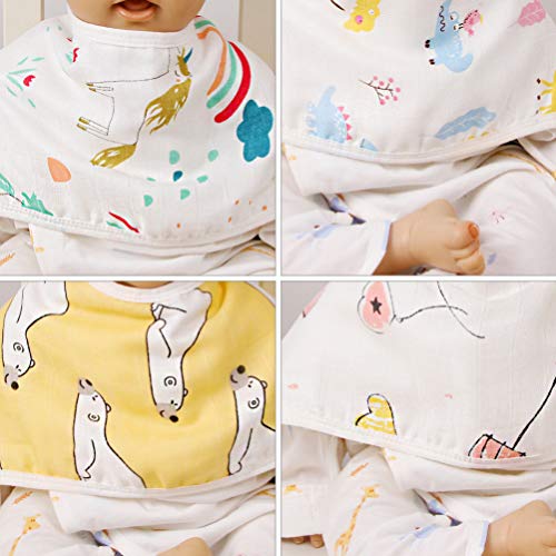 NUOBESTY Conjunto de Toalhas de AlgodÃ£o 4 PeÃ§as de BebÃª Toalhas Macias Babadores de Bandana de Be