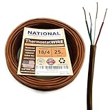 18/4 25Ft. NATIONAL Wire&Cable Thermostat Doorbell HVAC Heating Control Professional Cable Wire - Made in USA - 100% Solid Copper Conductors, CL2 ETL Listed, Low Voltage Applications Use