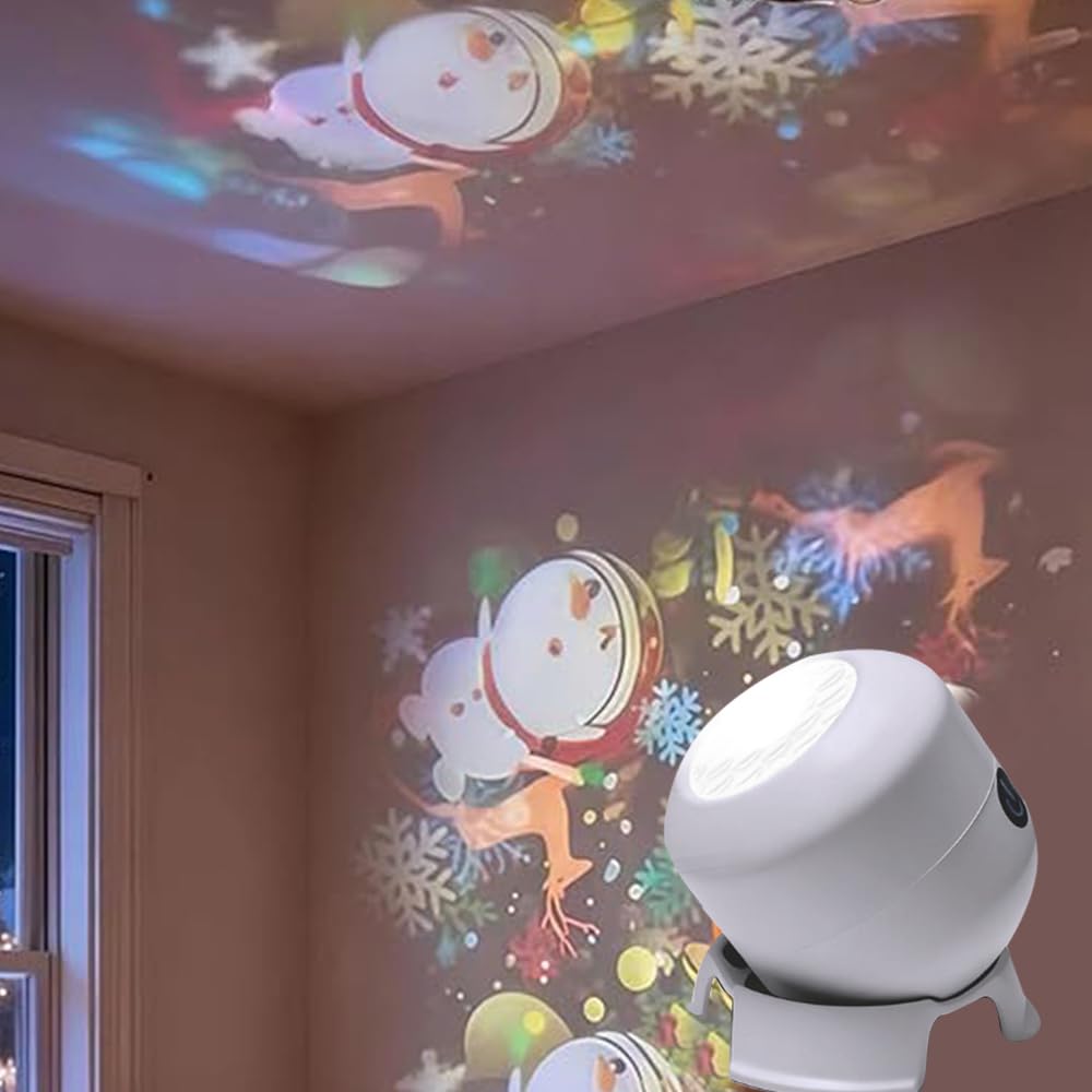 TASBER 2026 New Dynamic Rotating LED Projector Light, Colorful Rotating Projection Light, Snowflake Projection Light, Ocean ChristmasSnowflake Lamp for Bedroom, Home Theater Indoor (Christmas)