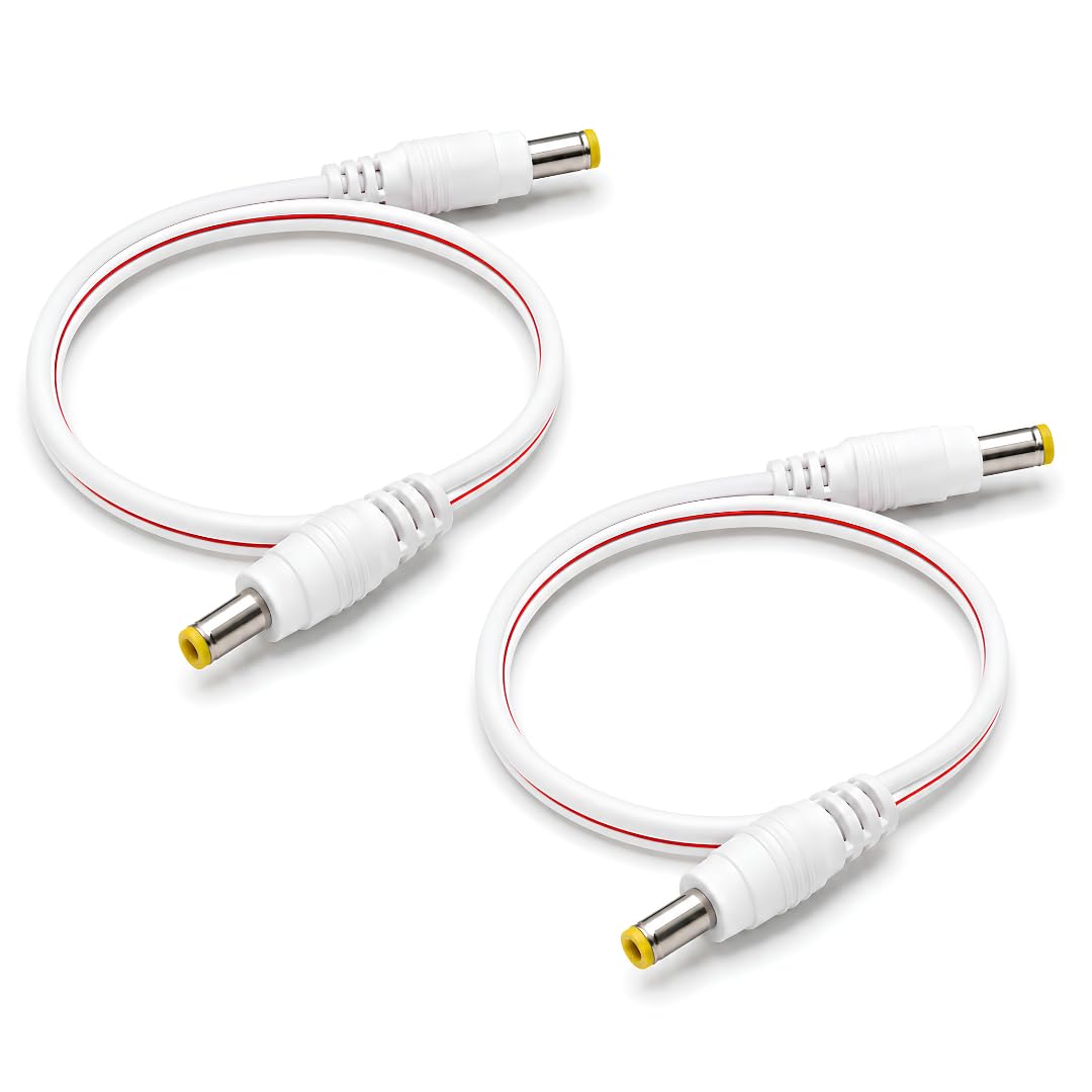 WIRESLAB 2 PCS DC Power Plug 5.5mm x 2.5mm Male Plug to 5.5mm x 2.5mm Male Adapter Connector Cable Cord 60cm 18AWG for LED Strip, Surveillance Camera, CCTV Security Camera,LED Display,IP DVR, Router-image-20