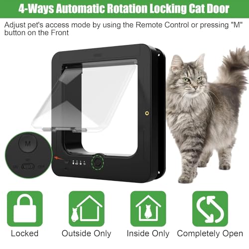 Automatische Haustiertür mit Mikrochip-Technologie, inklusive 2 Sensorhalsbändern und Fernbedienung, ideal für Katzen und kleine Hunde