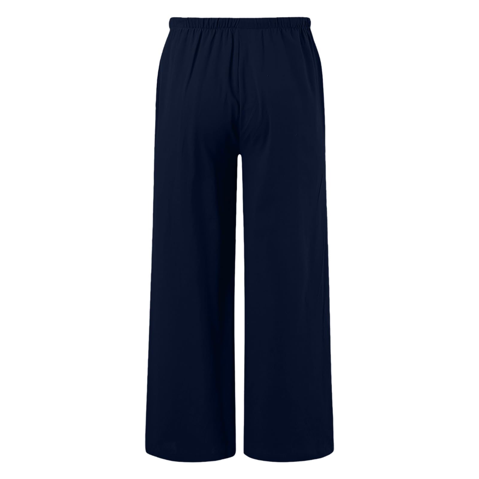 Pantalon long Palazzo en coton et lin à jambes larges - Taille élastique - Léger - Décontracté - Avec poches - Pour enfants - Solide - Été - École - Pantalon droit