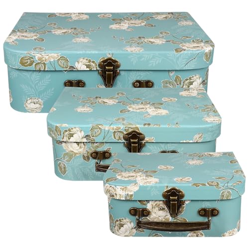 Boîtes de rangement décoratives en carton empilables lot de 3 floral