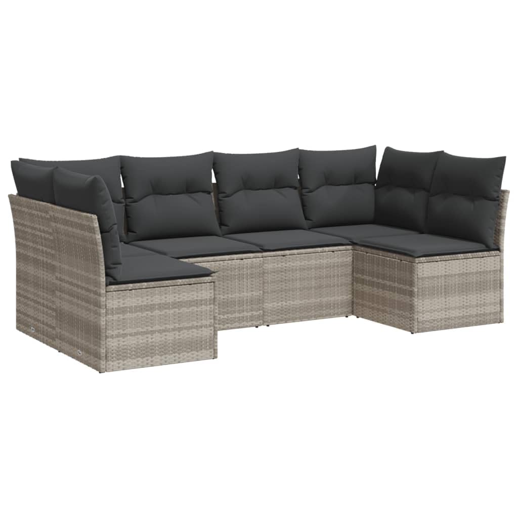 Salon de Jardin Résine Tressée Gris Clair vidaXL - Canapés Extérieur Ensemble Meubles Patio 6 pcs