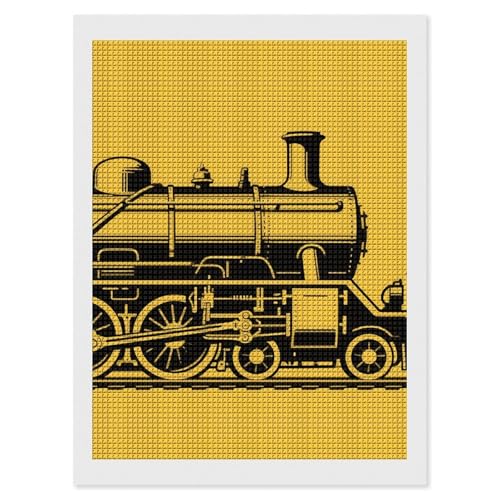 Peinture diamant train à vapeur jaune 5D pour des soirées détente
