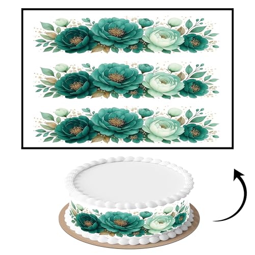 6 Pcs Botanical Floral Cake Strips – Edible Birthday Cake Side Borders Botanical Floral, Edible Side Decorations, Icing Sheets