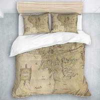 QINCO Bedding Juego de Funda de Edredón,El Señor del Anillo Mapa