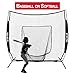 Hit Run Steal 7x7 Practice Net for Baseball & Softball with Carry Case, Black - Quick-Setup Portable Training for Hitting & Pitching, Stable Bow Frame, Large Catch Sock