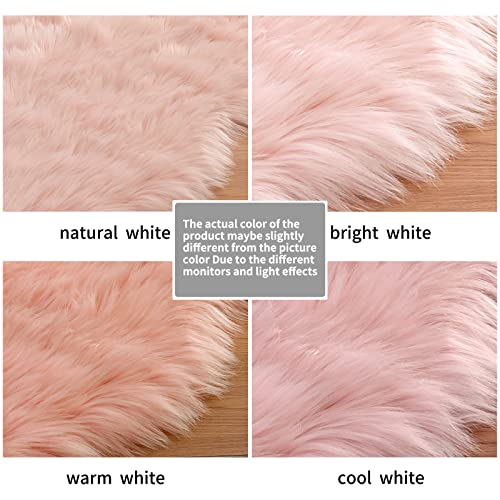 Serissa Ultra Soft Round Faux Sheepskin Fur Rug Pink Circle Fluffy Rug For Kids Room Round Shaggy Rugs For Nursery Room Plush Circular Carpet For Bedroom Living Room Decor, 3Ft Diameter(Pink) #TOP3