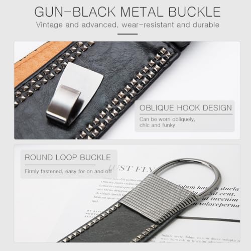 Wide Elastic Belt Women Punk Rivet Belt Oblique Hook Buckle Leather Waist Belt Retro Cinch Belt For Dress Shirt Coat4