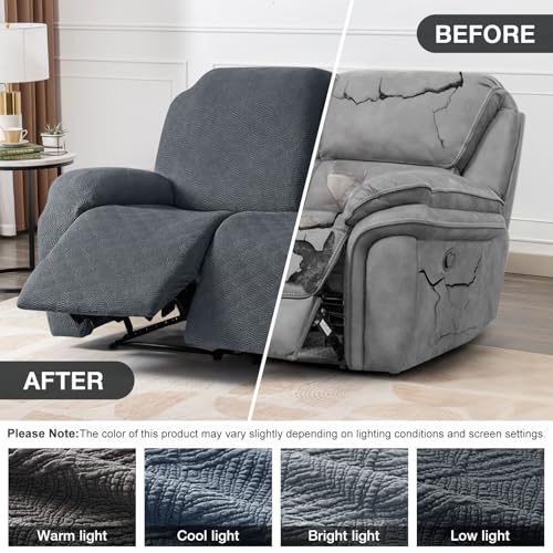 Image of Timeles Extra Wide Recliner Loveseat Cover Oversized Reclining Couch Covers Sofa Slipcovers Stretch Soft Washable (Two-Seater Oversized, Gray)